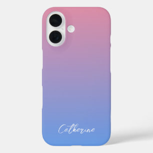Funda iPhone 16 Gradiente rosa azul Moderno Tipo de guión mínimo N