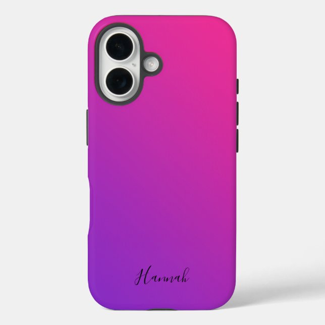 Funda iPhone 16 Gradiente rosa morado personalizado (Reverso )