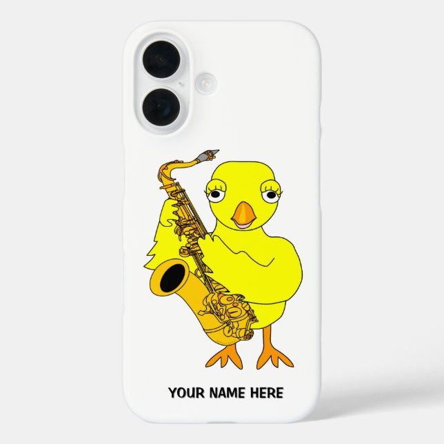 Funda iPhone 16 Graduación de pollo saxofón (Reverso )