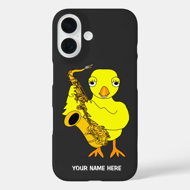 Funda iPhone 16 Graduación de pollo saxofón (Reverso )