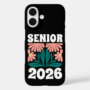 Funda iPhone 16 Graduación Senior 2026 Flores Retro Groovy Persona