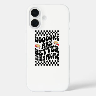 Funda iPhone 16 Gráfico de tablero de ajedrez retro "Los libros so
