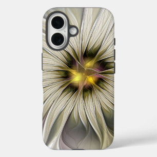 Funda iPhone 16 Gran Flor de Marfil, Arte Fractal Moderno Abstract