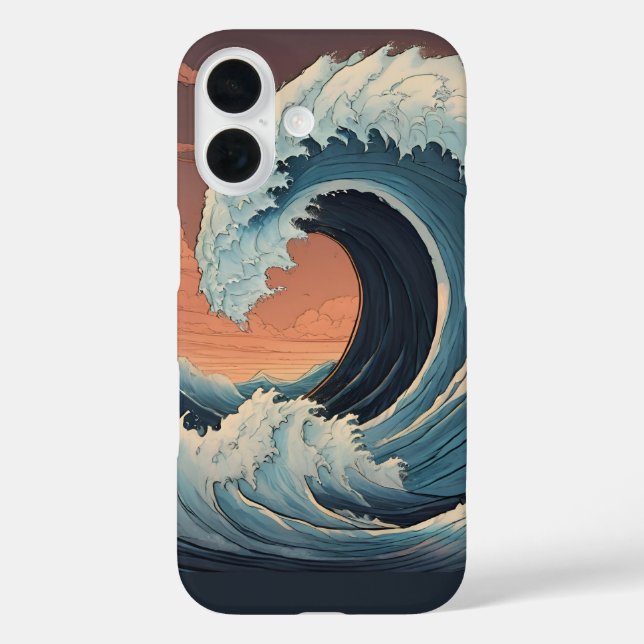 Funda iPhone 16 Gran ola de tsunami (Reverso )