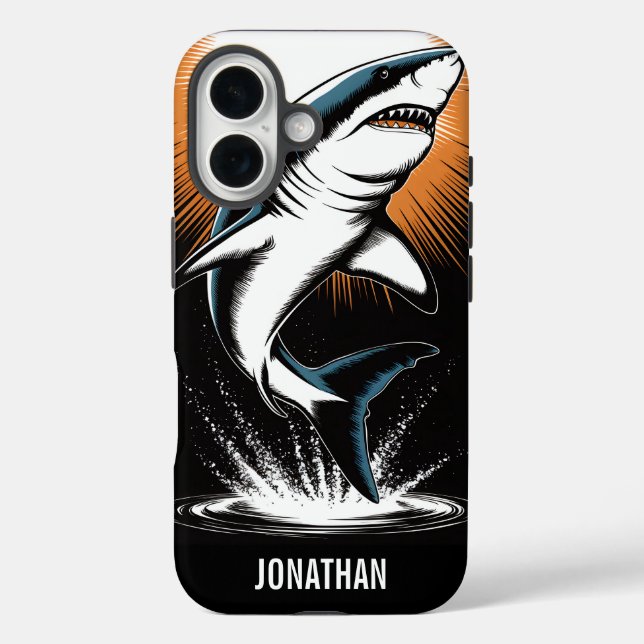 Funda iPhone 16 Gran tiburón blanco (Reverso )