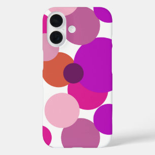 Funda iPhone 16 Grandes lunares de los 70 en púrpura