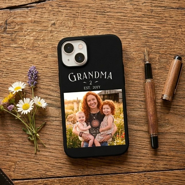 Funda iPhone 16 Grandma Established Custom Name Year Photo Black (Subido por el creador)
