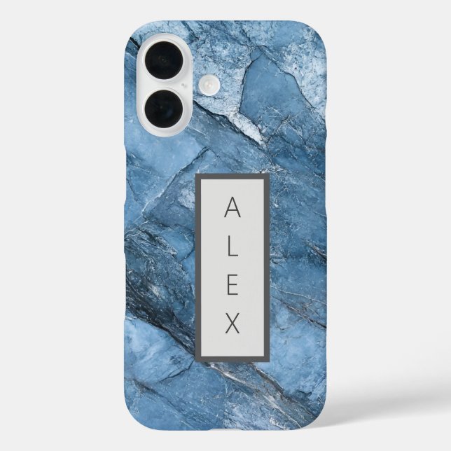 Funda iPhone 16 Granito azul múltiple (Reverso )