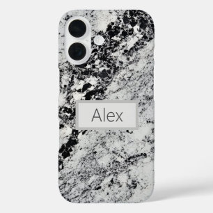 Funda iPhone 16 Granito negro, gris y blanco