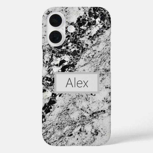 Funda iPhone 16 Granito negro, gris y blanco (Reverso )