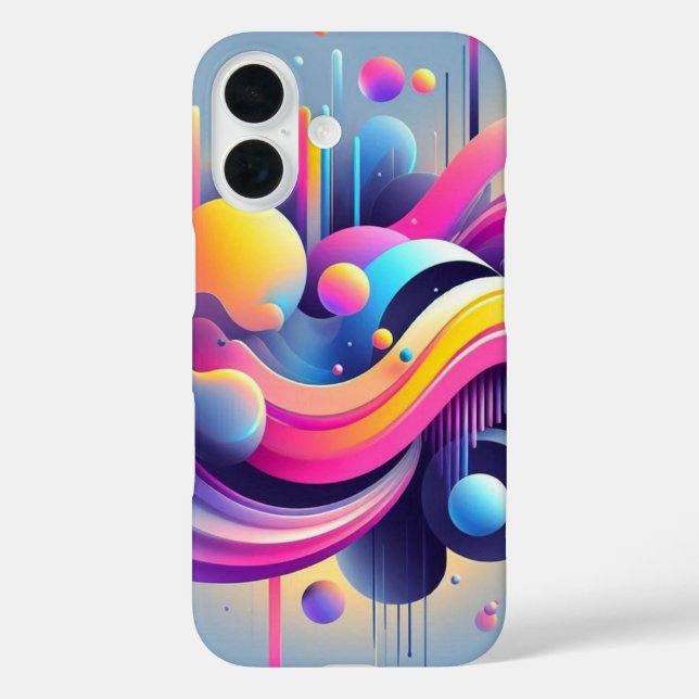 Funda iPhone 16 Gravity Flow: Neon Abstract Art Phone Case (Reverso )