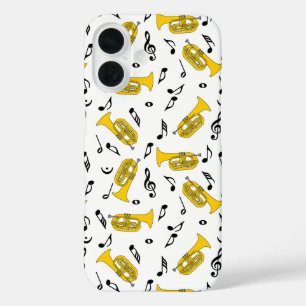 Funda iPhone 16 Gray Marching Baritone Music Notes