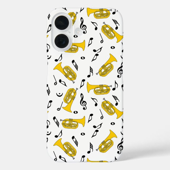 Funda iPhone 16 Gray Marching Baritone Music Notes (Reverso )