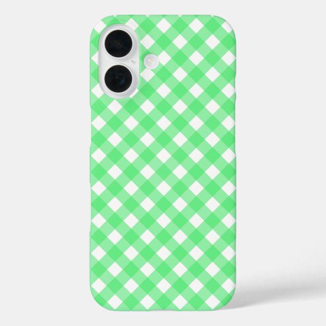 Funda iPhone 16 Green gingham (Reverso )