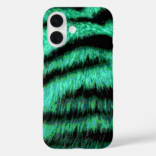 Funda iPhone 16 Green neon tiger de stripes (Reverso )