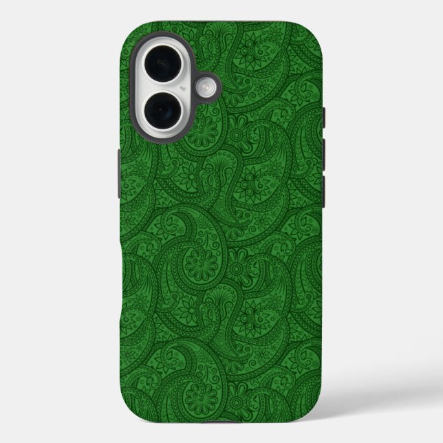 Funda iPhone 16 Green Paisley (Reverso )