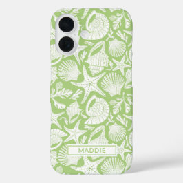 Funda iPhone 16 Green Shells Personalized