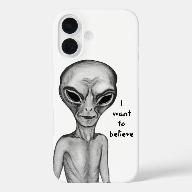Funda iPhone 16 Grey Alien , quiero creer (Reverso )