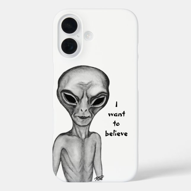 Funda iPhone 16 Grey Alien , quiero creer (Reverso )