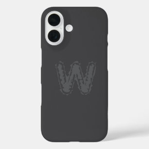 Funda iPhone 16 Gris monograma espeluznante sobre gris