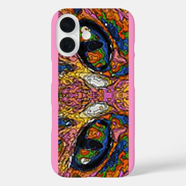 Funda iPhone 16 Groovy Ojos Psicodélicos para Gatos (Reverso )