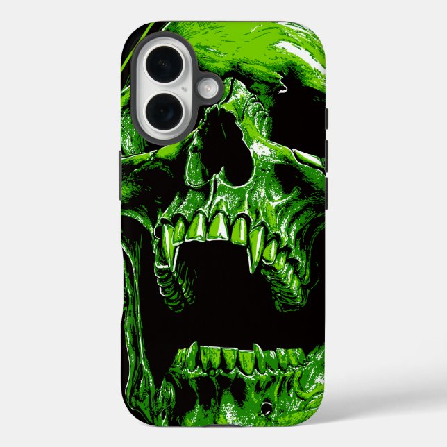 Funda iPhone 16 Grüner Vampirschädel (Reverso )