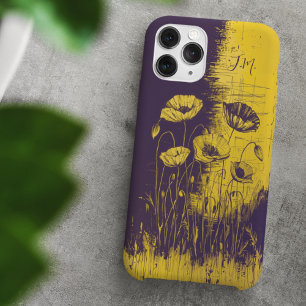 Funda iPhone 16 Grunge Poppy Amarillo Morado Monograma Personaliza