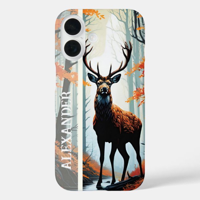 Funda iPhone 16 Guardián de otoño del bosque (Reverso )