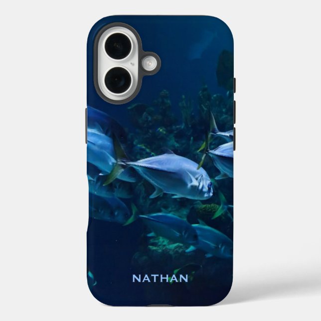 Funda iPhone 16 Guay Aquarium Fish Dark Water Personalizado (Reverso )