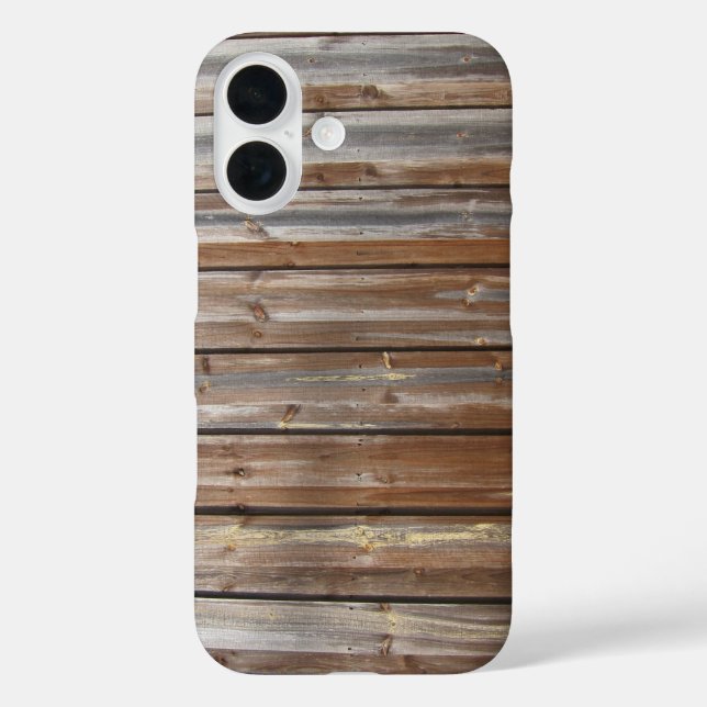 Funda iPhone 16 Guay de textura de madera único (Reverso )