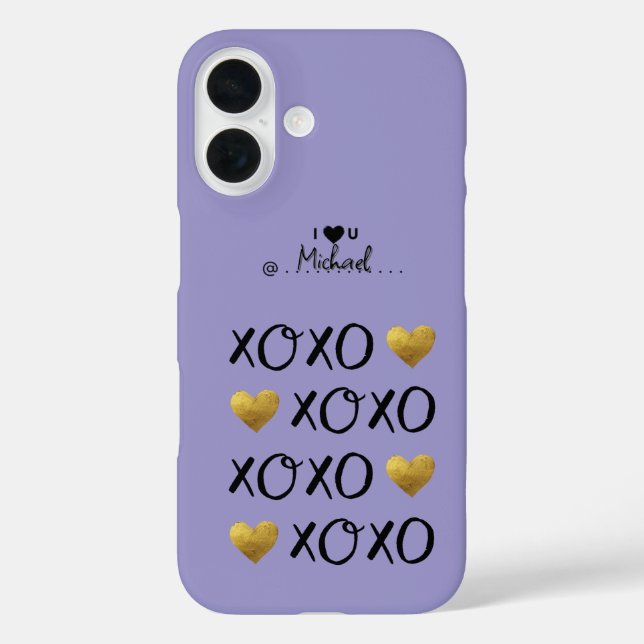 Funda iPhone 16 Guay "XOXO" Gold Hearts Happy Valentine Day (Reverso )