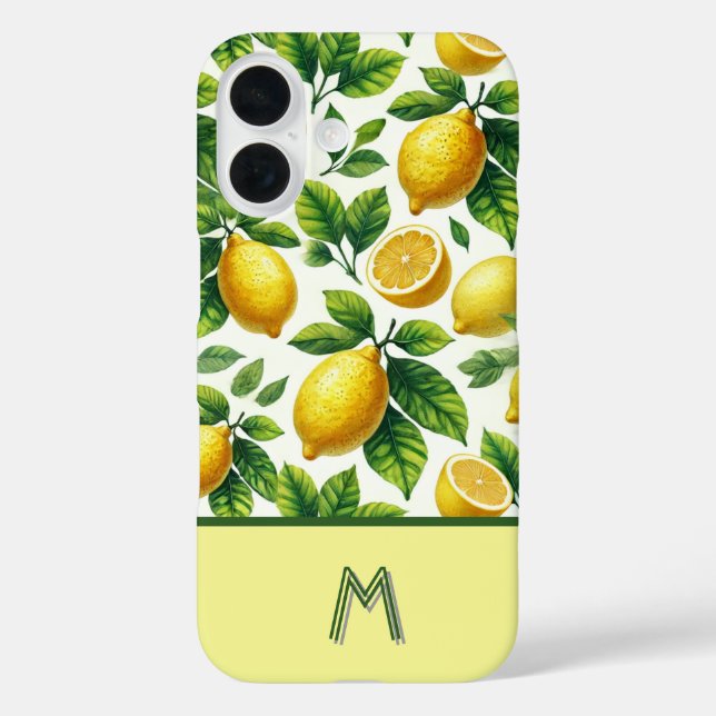 Funda iPhone 16 Guay zesty lemons estampado mongrameado (Reverso )