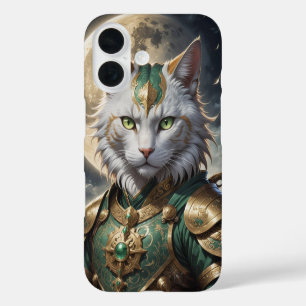 Funda iPhone 16 Guerrero del gato épico armado