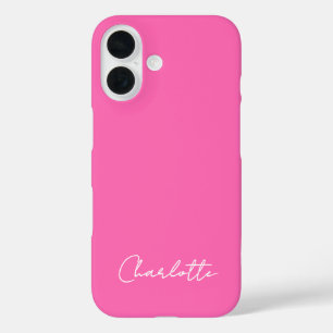 Funda iPhone 16 Guión de nombre personalizado rosado en caliente d
