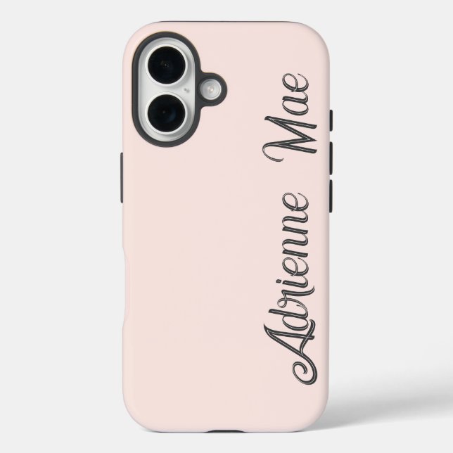 Funda iPhone 16 Guión moderno personalizado rosa bebé rubor (Reverso )