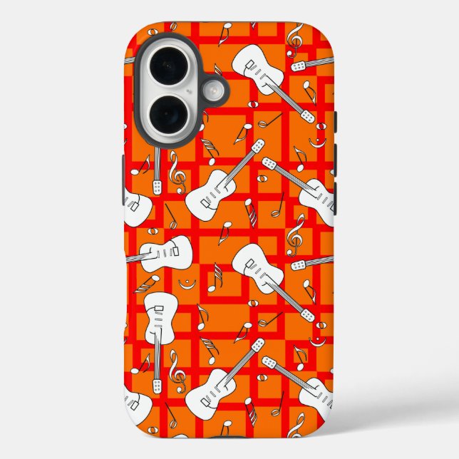 Funda iPhone 16 Guitar Lines Music Notes (Reverso )