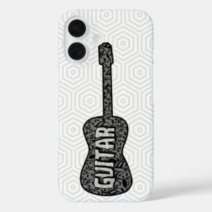 Funda iPhone 16 Guitar Music Notes Text