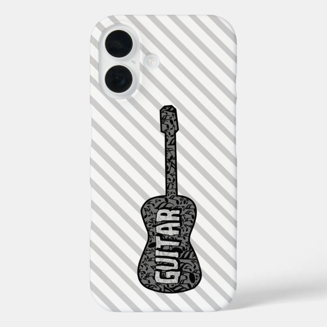 Funda iPhone 16 Guitar Music Notes Text (Reverso )