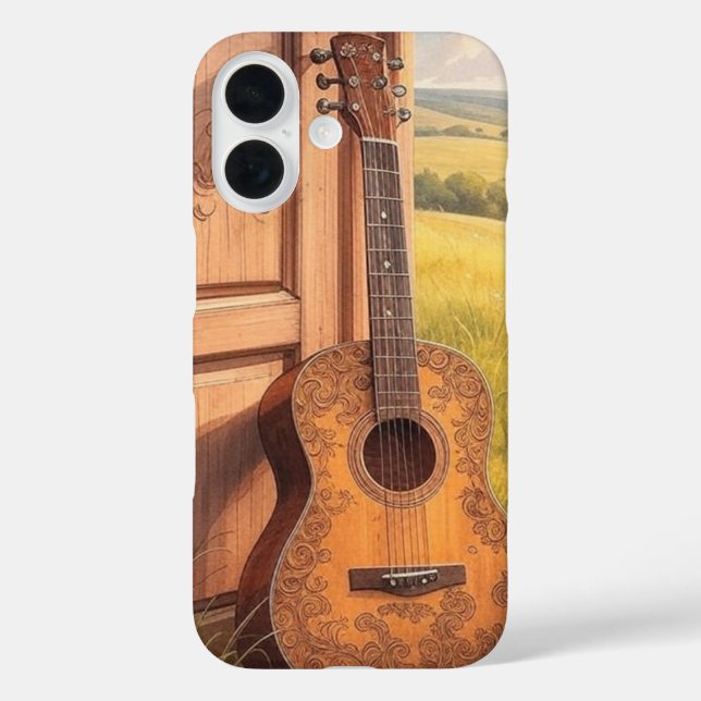 Funda iPhone 16 Guitarra Acústica (Reverso )