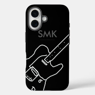 Funda iPhone 16 Guitarra con nombre negro
