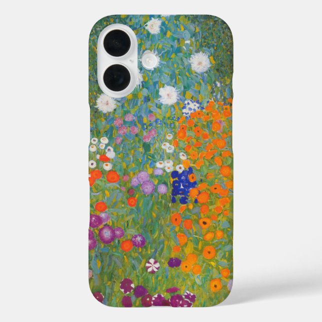 Funda iPhone 16 Gustav Klimt Flor Jardín Naturaleza (Reverso )
