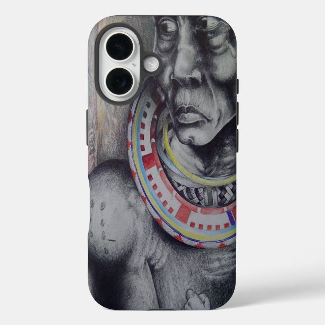 Funda iPhone 16 Hakuna Matata con Leones y Masai.jpg (Reverso )