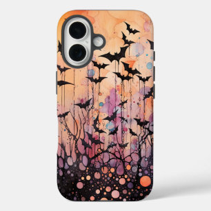 Funda iPhone 16 Halloween de murciélagos y resúmenes