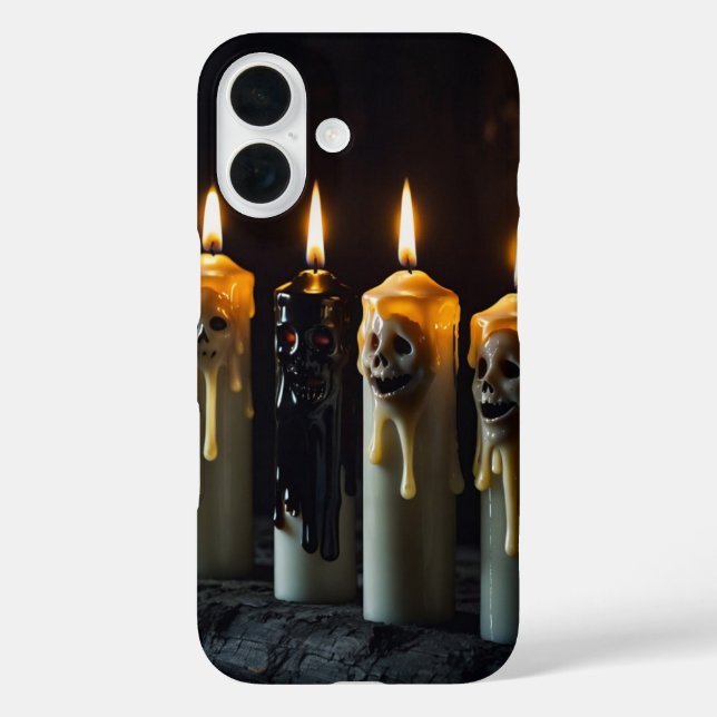 Funda iPhone 16 Halloween gótico de velas perdidas (Reverso )