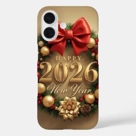 Funda iPhone 16 happy new year 2026 elegant wreath 
