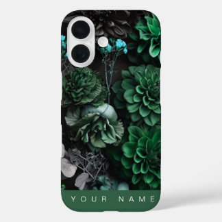 Funda iPhone 16 Haunted Blooms Dark Green