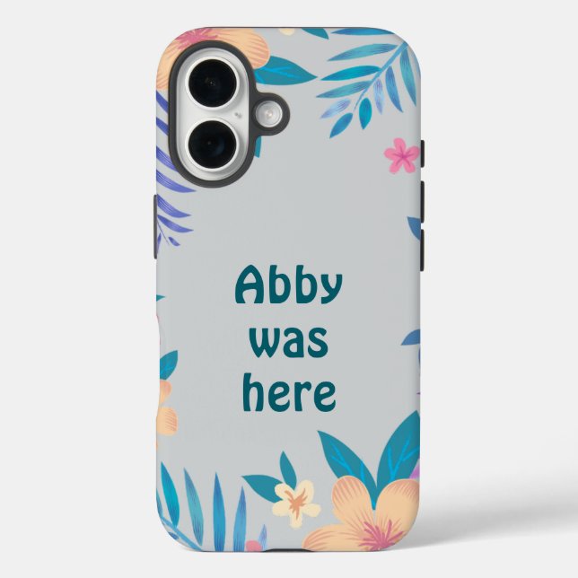 Funda iPhone 16 Hawaiian Floral Design on Gray (Reverso )