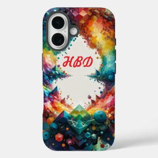 Funda iPhone 16 HBD Whimsical para cumpleaños