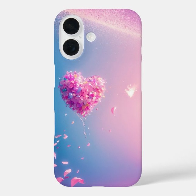 Funda iPhone 16 Heart Balloon Cherry Petals Dreamy Gradient Phone  (Reverso )