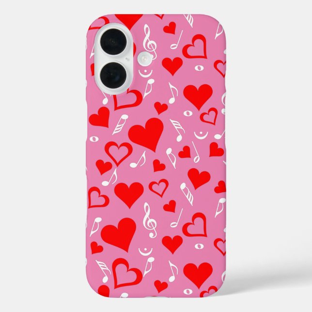 Funda iPhone 16 Hearts and Music Notes (Reverso )